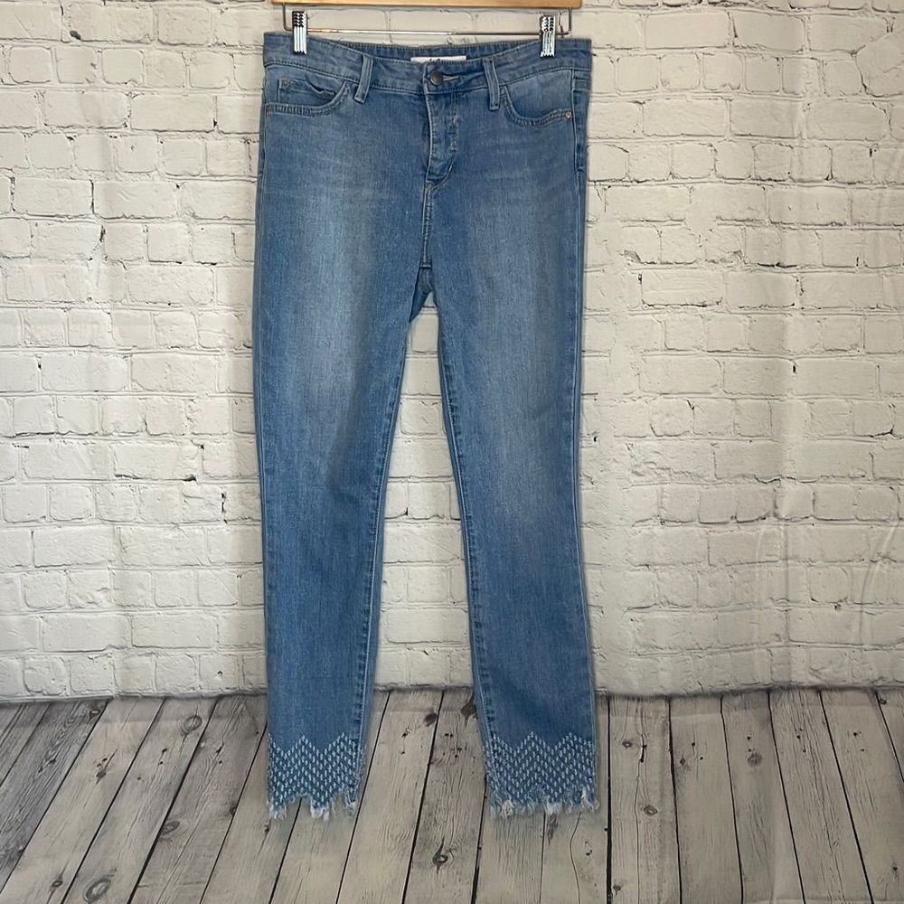 Sam Edelman The Kitten Mid Rise Skinny Ankle Frayed Hem Jeans size 29 Light wash